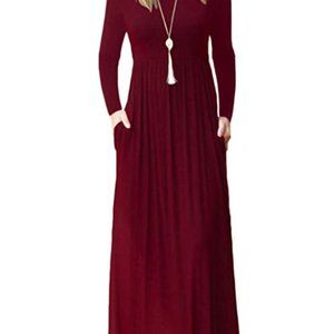 Women Long Sleeve Maxi Dress w/Pockets